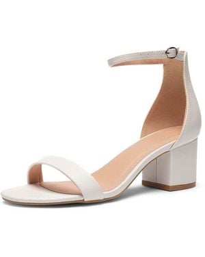 SEQWL Block Heeled Sandals With Ankle Strap - White
