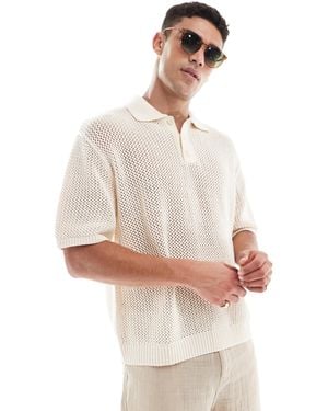 Pull&Bear Fine Knit Polo - White