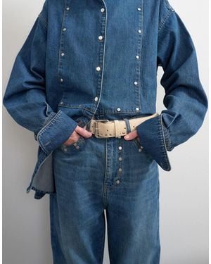 TOPSHOP X talia byre premium-nietengürtel aus echtleder mit haarstruktur - Blau