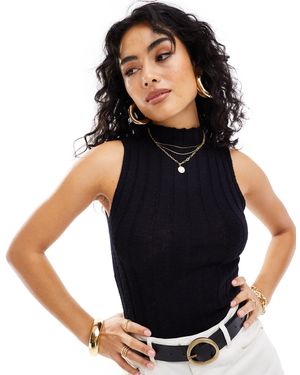 Nobody's Child High Neck Knitted Top - Black