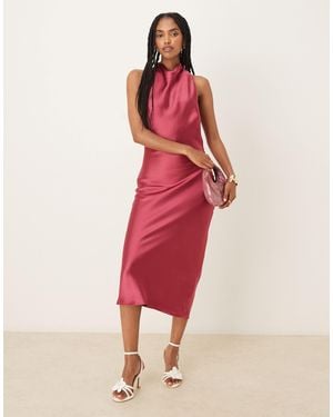 Pretty Lavish – midaxi-kleid aus satin - Rot