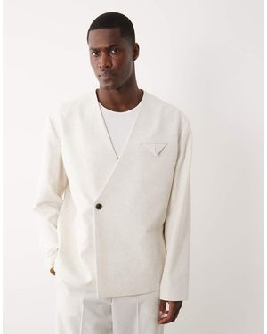 ASOS Boxy Collarless Suit Jacket - White