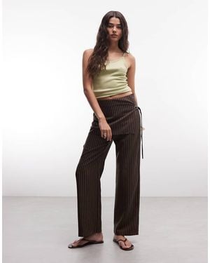 Collusion Pantalones Y Detalle De Falda Con Lazada Lateral - Marrón