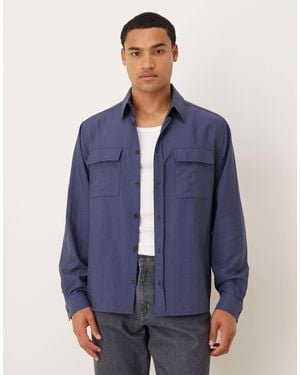 ASOS Relaxed Fit Shirt With Pocket Detail - Blue