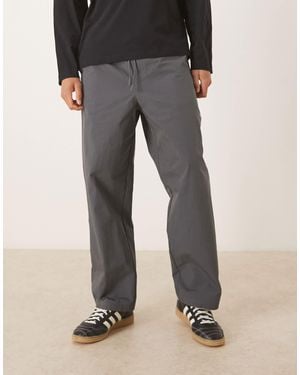 ASOS Relaxed Tapered Pants Charcoal Nylon - Gray
