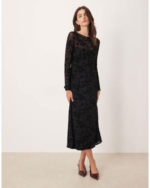 Nobody's Child Clarissa Devore Velvet Midi Dress - Black