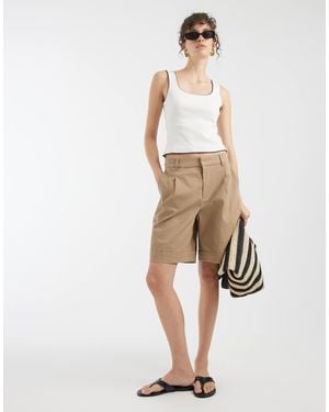 ONLY High Waist Tailored Bermuda Shorts - Natural