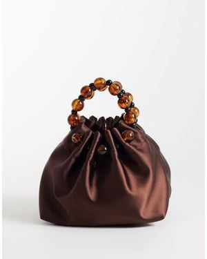 ASOS Ruched Clutch With Resin Beads - Black