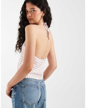 ASOS Satin Scoop Halter Top - Blue