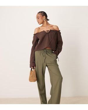 JDY Tall Wide Leg Linen Trouser - Green