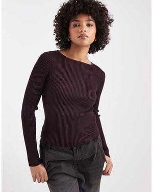 Miss Selfridge Top A Maniche Lunghe Color Cioccolato - Viola