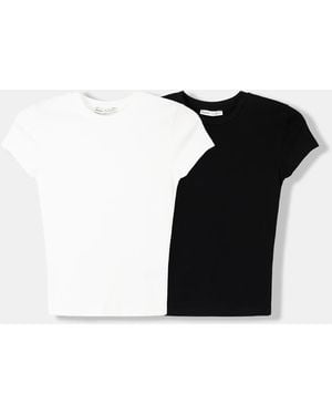 Bershka 2-Pack Of Short Sleeve Round Neck T-Shirts - Black