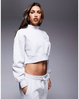 Good For Nothing Co-ord High Neck Overlock Sweatshirt - White