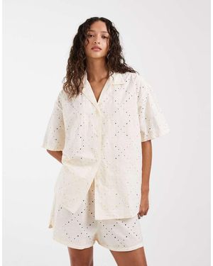 Lacoste Conjunto De Camisa Y Pantalones Cortos Con Bordado Inglés De -Naranja - Neutro