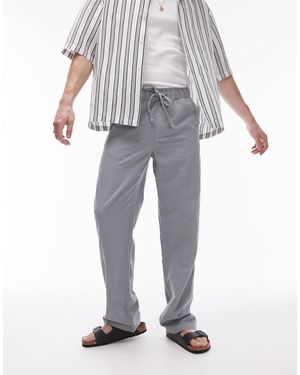 TOPMAN Rechte Linnenlook Broek - Grijs