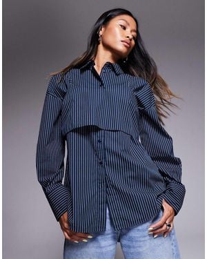 ASOS Oversized Shirt With Overlay Cami - Blue