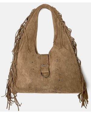 Pull&Bear Fringed Shopper Bag - Natural