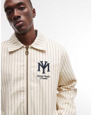 Prohibited Belmont Striped Harrington Jacket - Natural