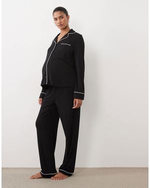 ASOS Asos Design Maternity Supersoft Long Sleeve Pajama Set - Black