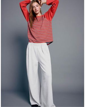 Stradivarius Striped Raglan Sleeve T-Shirt - Red