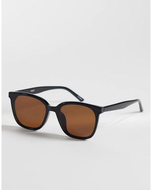 Pieces Gafas De Sol Negras Cuadradas Con Lentes Marrones De - Negro