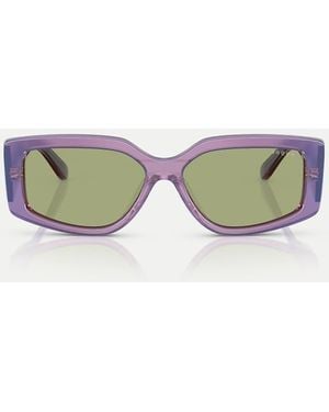 Vogue Occhiali Da Sole Rettangolari Perla Trasparente Con Lenti Verdi - Multicolore