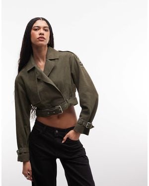 AllSaints – ophelia – cropped-jacke aus wildleder - Mehrfarbig