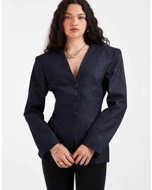 ASOS Deep V Cinch Blazer - Blue