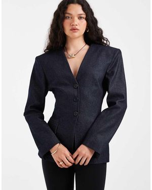 ASOS Getailleerde Blazer Met Diepe V-Hals - Blauw