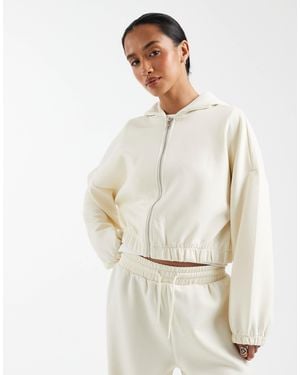 Only Petite Sweat à capuche d'ensemble court doux au toucher - crème - Blanc