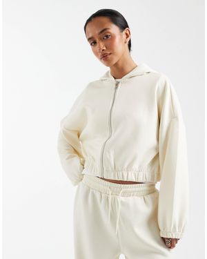 Only Petite Cropped Hoodie - White