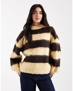 Daisy Street Fluffy Balloon Sleeve Sweater - Blue