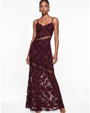 ANAYA Floral Burnout Lace Insert Cami Maxi Dress - Purple