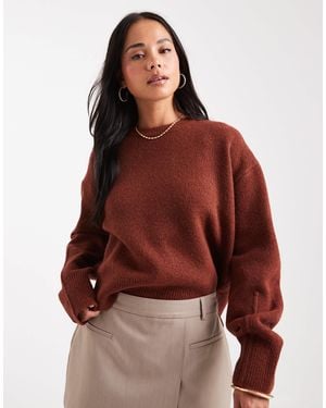 ASOS Boxy Crew Neck Sweater With Side Split Detail - Red