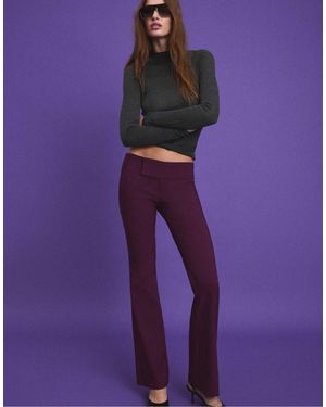 Stradivarius Bootcut Bengaline Trousers - Purple