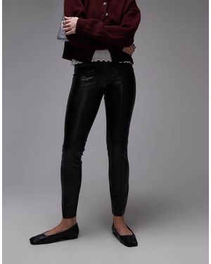 TOPSHOP Pantalones Pitillo Negros De Cuero Sintético De