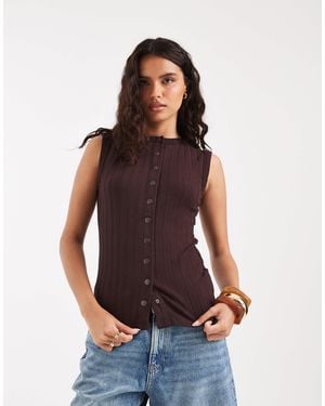 River Island Button Down Tank Top - Purple