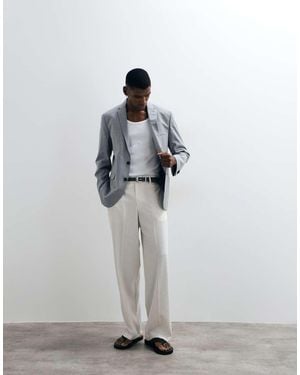 New Look Pinstripe Smart Blazer - Grey