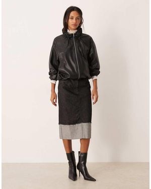 ASOS Midi Skirt With Turn Back Distressed Hem - Natural