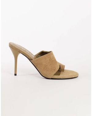 TOPSHOP Winnie Real Suede Toe Post Heeled Mule - Natural