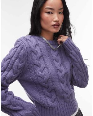 & Other Stories Gebreide Sweater Van Wolmix Met Kabels - Paars