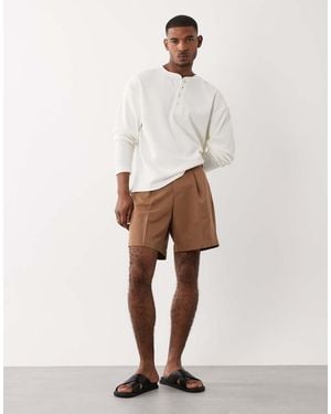 ASOS Smart Pleated Wide Shorts - Natural