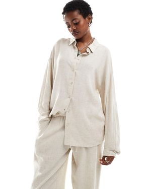 Noisy May Linen Mix Shirt Co-ord - White