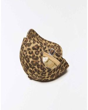 Bershka Embroidered Animal Print Cap - Metallic