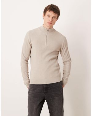 Mango – hochgeschlossener pullover aus baumwollmix - Natur