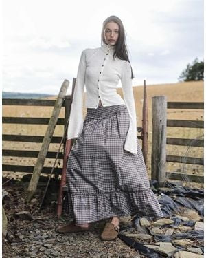 Daisy Street Midi Rok Met Lage Taille, Smok En Ruchezoom - Metallic