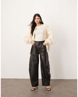 ARRANGE Sydney Leather High Waisted Barrel Trouser - Natural