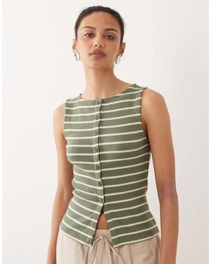 Brave Soul Button Down Jersey Vest - Green