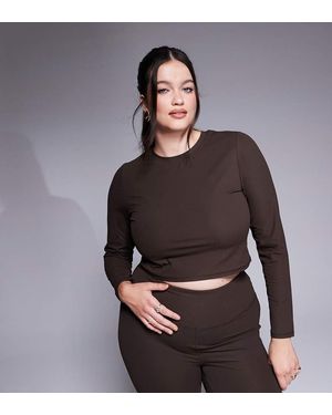 4505 Curve Rib Cropped Long Sleeve - Brown