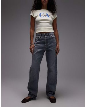 TOPSHOP Vaqueros Grises De Corte Recto Y Talle Alto Kort De